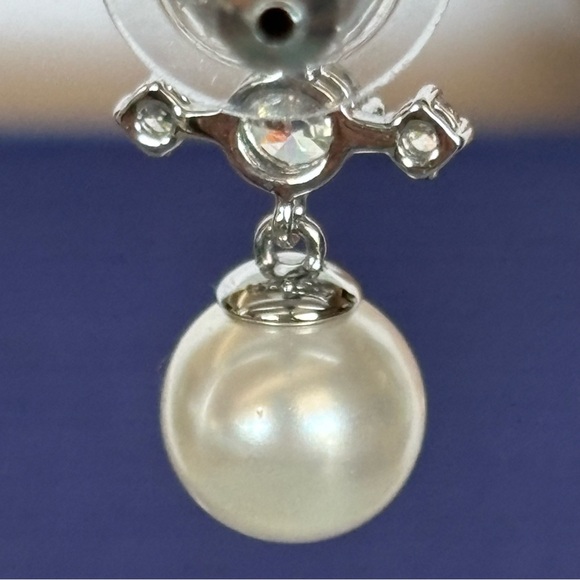 Authentic Swarovski Perfection Pierced Clear & Pink Crystal, Pearl Drop Earrings - Picture 12 of 14